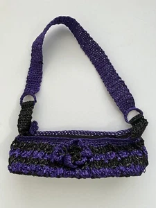 Purple/Black  Rattan Straw Woven Purse Handbag Olivia Rodrigo Concert - Picture 1 of 8