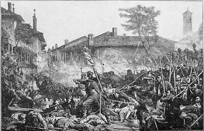 GUERRES d'ITALIE- MAGENTA: Victoire de NAPOLÉON III sur l'AUTRICHE -Gravure 19e - Photo 1/2