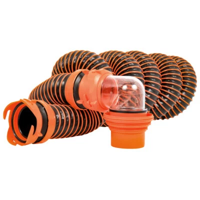 ​Camco RhinoEXTREME 15' Sewer Hose Kit with Swivel Fittings & 4-in-1 Elbow Caps - Image 1 of 3