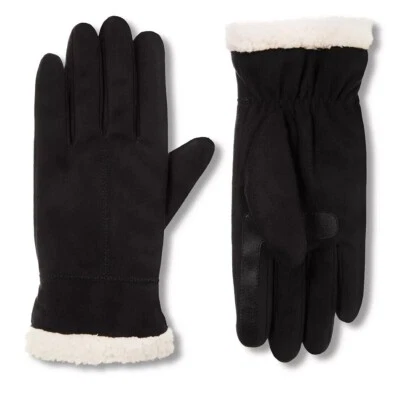 Women's Gloves Black Size S/M Lined Microsuede Water Repellent by Isotoner - Image 1 of 4