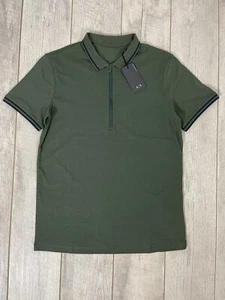 Armani Exchange Green Zip-Up Polo Shirt Size Small MSRP $60 - Picture 1 of 10