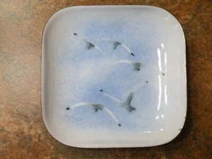 BOVANO OF CHESHIRE ENAMEL COPPER SQUARE TRINKET DISH SEAGULLS 4-1/8" FREE SHIP - Picture 1 of 5