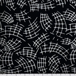 3 Yards Lunn Stoffe exklusiv schwarz & weiß Batik Textil gebogene Schienen Baumwolle - Bild 1 von 1