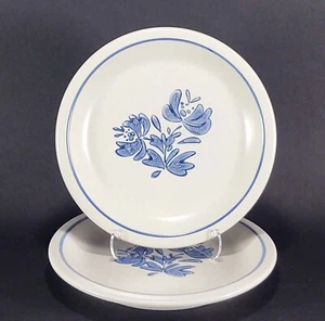 Pfaltzgraff Yorktowne Salad Plates Folk Art Style Blue Floral 6 7/8" Set of 2 - Picture 1 of 7