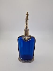 Vintage Moroccan Perfume Bottle Blue Glass Handmade Rose Water Sprinkler