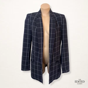 KOOKAI Turlington Blazer ✦ Navy Check ✦ AU 12 ✦ Sculpted OFFICE CORP Siren RARE - Picture 1 of 12