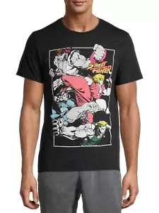 Street Fighter Cast Action Shots Men's Graphic Black SS T-Shirt Tee - Picture 1 of 3