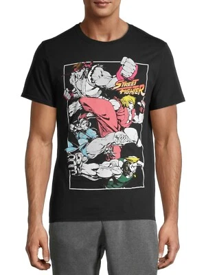 Street Fighter Cast Action Shots Men's Graphic Black SS T-Shirt Tee - Image 1 of 3