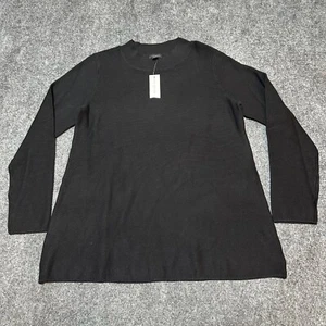 NEW Ann Taylor Sweatshirt Womens Large Black Cotton Blend Pullover Ribbed Neck - Picture 1 of 11