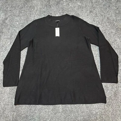 NUEVA Sudadera Ann Taylor Para Mujer Grande Negra Mezcla de Algodón Pullover Cuello Acanalado Foto 1 de 4