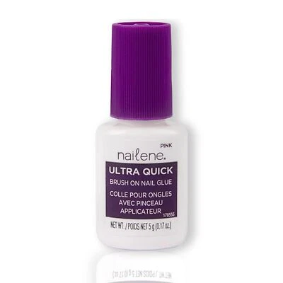 Cola para Unhas Nailene Rosa Pincel, 0,10 oz – Durável, Fácil de Aplicar Unha Falsa - Imagem 1 de 4