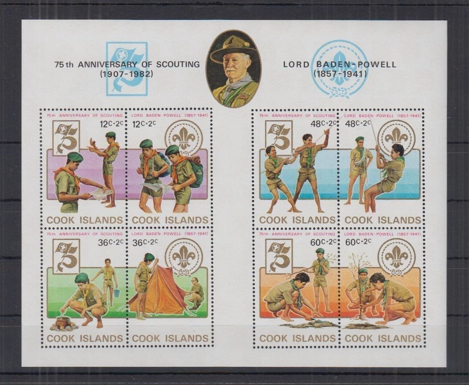 147. COOK ISLANDS 1982 STAMP S/S 75TH. ANNIVERSARY OF SCOUTING . MNH - Image 1 of 1