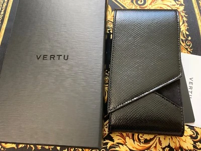 NUEVO Vertu Aster Karung Estuche de Cuero con Solapa Vertical Negro Caviar RARO  Foto 1 de 2
