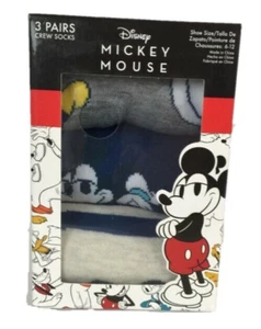 Disney Mickey Mouse 3 Pairs Crew Socks Adults Size 6-12 Mickey Goofy Donald - Picture 1 of 3