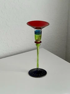 Pier 1 Imports Ruby red Green Blue Glass Single Light Candlestick - Picture 1 of 4