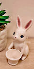 Spritz White Ceramic Bunny Holding Basket Figurine 
