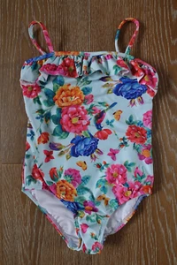 Seafolly Girls Blue Floral One Piece Swimsuit Size 6 EUC - Picture 1 of 6