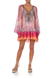 Camilla Dress Size Large Serpentine Dreams A-line Gathered Panel Mini 100% Silk - Picture 1 of 20
