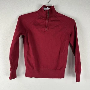 Maglione pullover girocollo ragazzo rosso misto cotone cashmere 1/2 zip taglia 12 - Foto 1 di 5