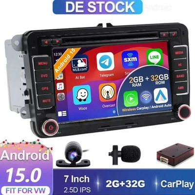 Android 15 Autoradio Für Golf Passat Tiguan Polo 6R Touran GPS Navi DAB+ CARPLAY - Bild 1 von 4