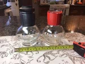 VTG Jeannette Mckee Glasbake Hottle Glass Coffee Pot Carafe Black & Red BAKELITE - Picture 1 of 21