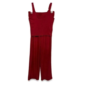 Open Edit Tank Top/Capri Pants Two-Piece Outfit Ribbed Sweater Knit Red W M NWOT - Picture 1 of 10