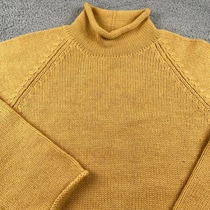 VINTAGE J Crew Sweater Mens XL Yellow Roll Neck Wool Knit Fisherman Oarsman - Picture 1 of 10