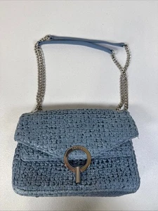 Sandro Blue Raffia YZA Crossbody Bag – As Is (Surface Wear) - Picture 1 of 14