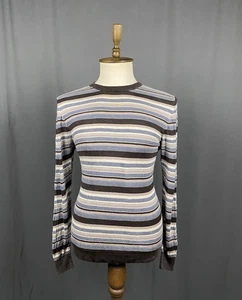 Brioni Men's Multicolored Striped Silk Linen Crewneck Sweater Size M - Picture 1 of 9