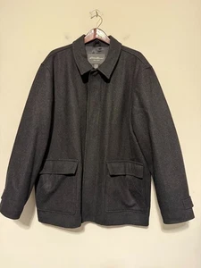 🥶 Eddie Bauer Mantel Herren 2XL Wolle schwer schwarz Overcoat gefüttert Taschen - Bild 1 von 9