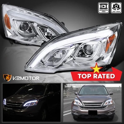 Clear Fits 2007-2011 Honda CRV CR-V LED Strip Projector Headlights Left+Right Foto 1 de 4