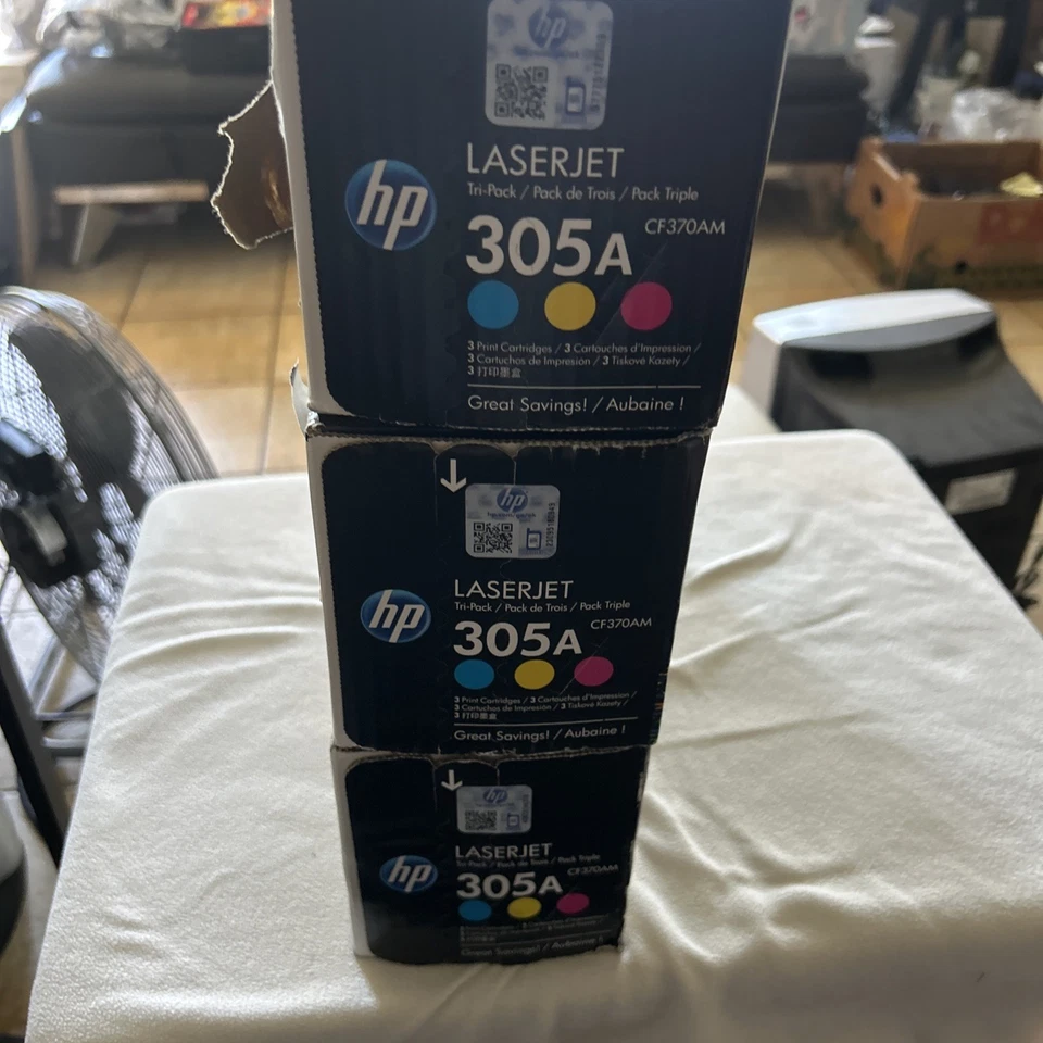 New Genuine HP 305A CE411A CE412A CE413A 3 Pack Set Ink Toner Cartridges Genuine - Image 1 of 3