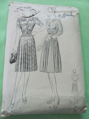 Butterick  pattern 1989 drop waist dress size 16 bust 34 from 1940's era - Image 1 of 2