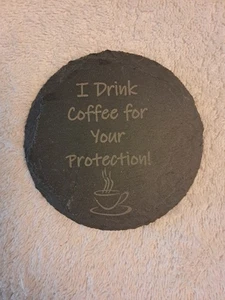 Posavasos de pizarra grabados con láser tomo café para su protección vajilla cocina - Imagen 1 de 3