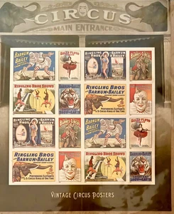 Hoja de estampillas Forever de Estados Unidos Scott # 4898-4905 - MNH - Carteles de circo vintage - Imagen 1 de 1