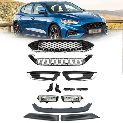 13Pcs For 2015-2018 Ford Focus  Front Upper Lower Grille&Fog Light Set&Trim Set Foto 1 de 4