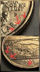 RARE 2005 P West Virginia State Quarter 3 TRIPLE Cud Die Break Mint Error Coin - Picture 1 of 5