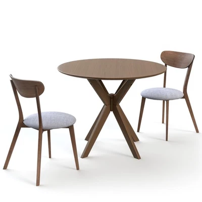 3 PCS Modern Dining Table Set Round Kitchen Table and Chairs Set for Dining Room - Image 1 of 4