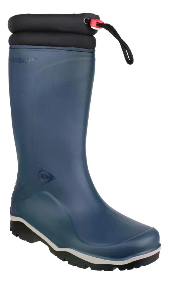 Dunlop Blizzard Mens Blue Pull On Rubber Tall Wellington Wellie Boots - Image 1 of 1