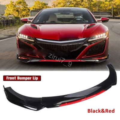 For Acura NSX RDX TLX Front Bumper Lip Spoiler Splitter Boby Kit Black&Red Foto 1 de 4