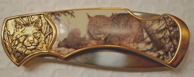 FRANKLIN MINT KNIFE-Wildlife, Lynx , Rare knife,  seldom listed - Image 1 of 4