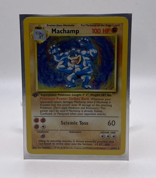 Pokemon Card 1st Edition Holo Rare Base Set 1999 Machamp 8/102 Italian - Image 1 of 1