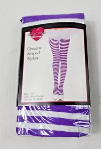 Opaque striped Tights Pantyhose - Music Legs 7471 one size Purple/white - Picture 1 of 2