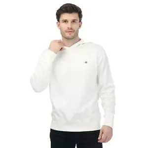 Men's Gant Embroidered Archive Shield Hoodie in White - Picture 1 of 4
