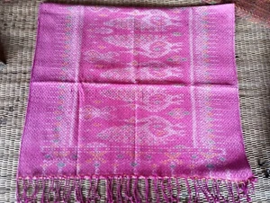 Scarf Wrap Shawl 100% Thai Silk Mudmee Blanket Women Soft Handwoven Size62x200cm - Picture 1 of 6