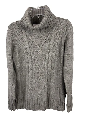Suéter Columbia cuello alto tejido con cable para mujer talla L gris mezcla de lana acogedor Foto 1 de 4