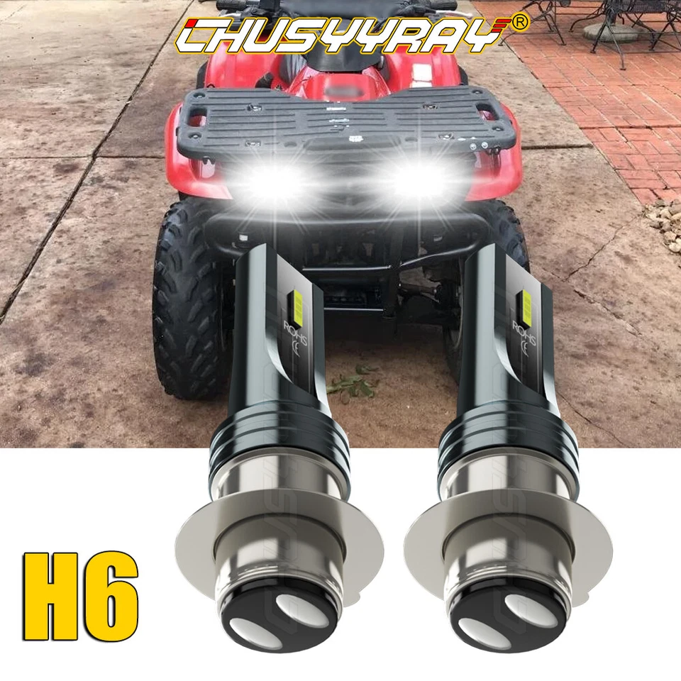 适用于川崎草原 300 400 1999 - 2002 2x LED 车头灯套件 H6 6000K 白色灯泡 — 第 1/4 张图片