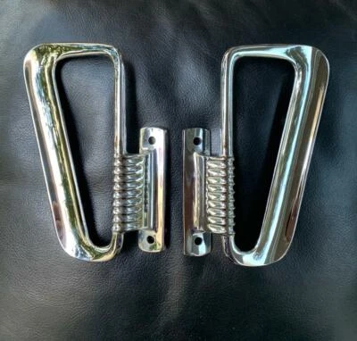 Coppia maniglie cromate brass vintage anni 50/60 modernariato porta midcentury - Immagine 1 di 2