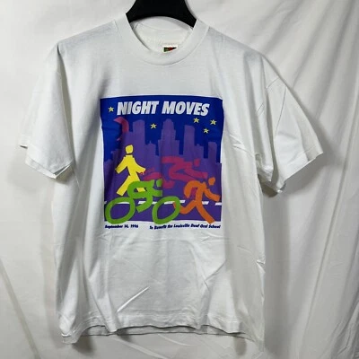 Camiseta De Colección Puntada Única Camiseta Movimientos Nocturnos Louisville Escuela Oral Sorda 1996 Y2K Foto 1 de 4