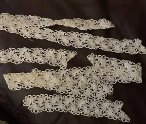 Vintage Häkelspitze 78" 4 Stück unterschiedliche Länge creme Oma Handarbeit Nähen - Bild 1 von 3